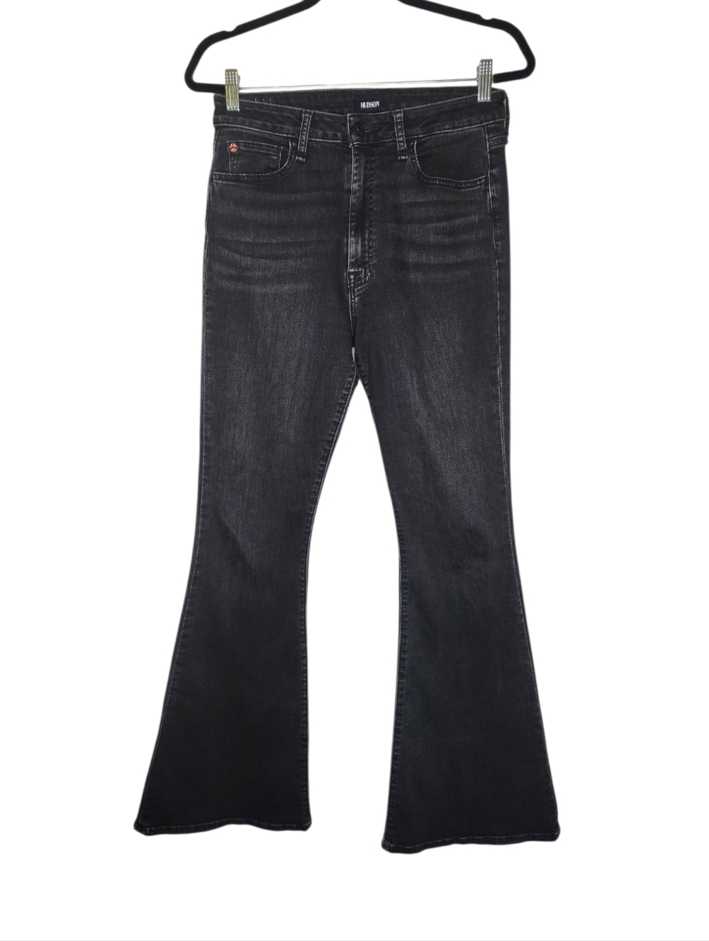 NEW Hudson Heidi High Rise Flare Faded Black Jeans Size 28